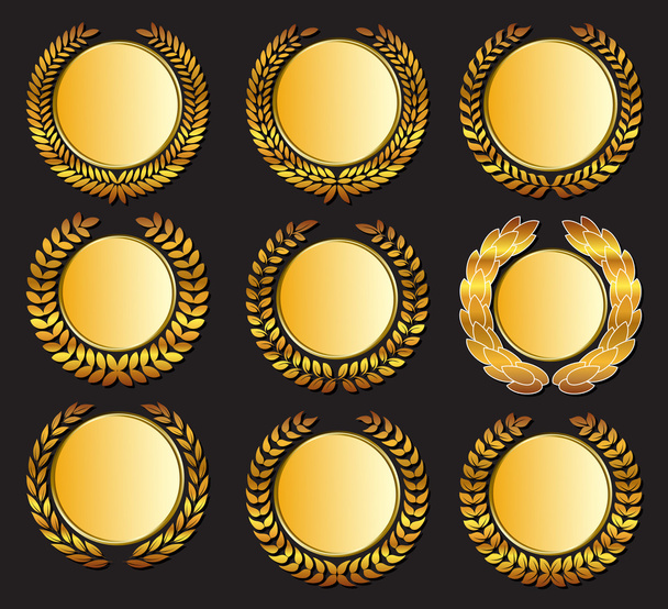 Médaille d'or vectorielle et lauriers
 - Vecteur, image