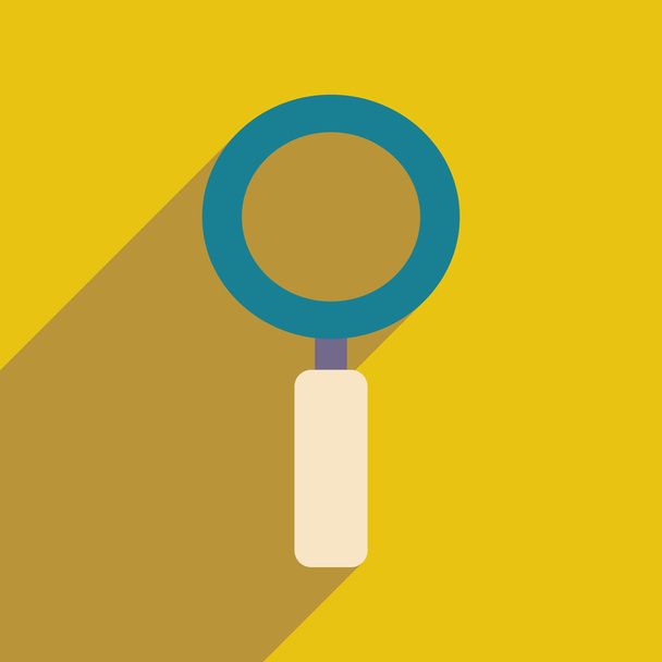 Flat with shadow icon and mobile application magnifying glass - Vector, Image