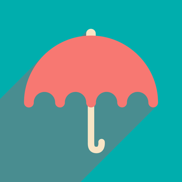 Lapos, árnyék ikon és a mobil alkalmazás esernyő - Vektor, kép