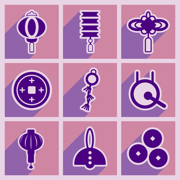 Stylish assembly icons of Japanese attributes - Vector, Image