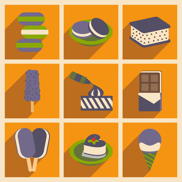 Flat with shadow concept and mobile application ice cream - Vector, Image