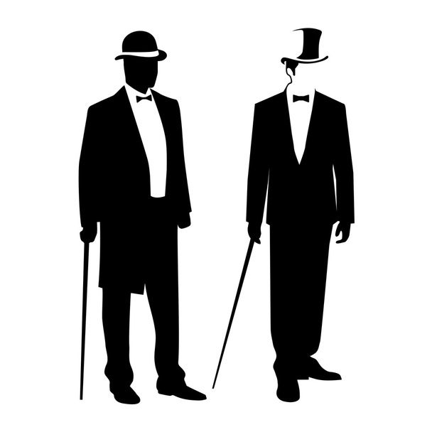 silhouette of a gentleman in a tuxedo - Vetor, Imagem