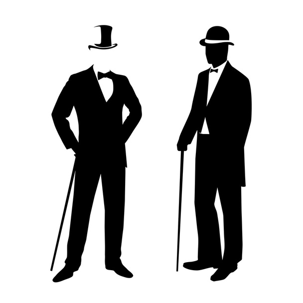 silhouette of a gentleman in a tuxedo - Vetor, Imagem