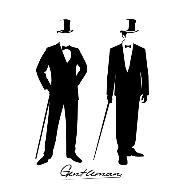 silhouette of a gentleman in a tuxedo - Vektor, obrázek