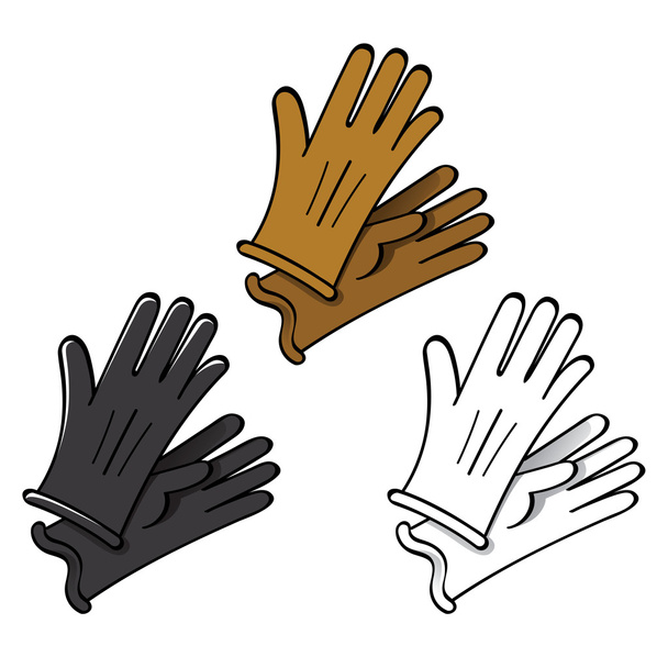Gloves leather fashion skin suede finger hand wear - Vector, Image