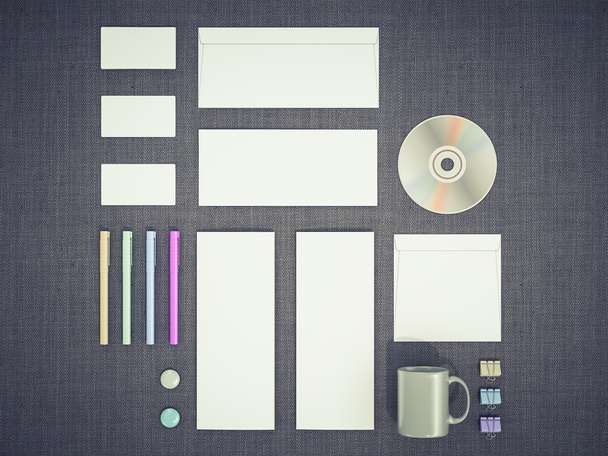 Corporate identity template on fabric background - Foto, imagen