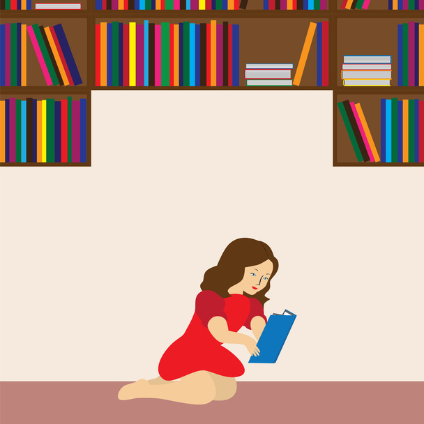 Chica leyendo un libro. - Vector, imagen