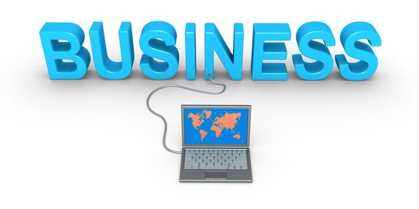 Business word and laptop - Photo, Image