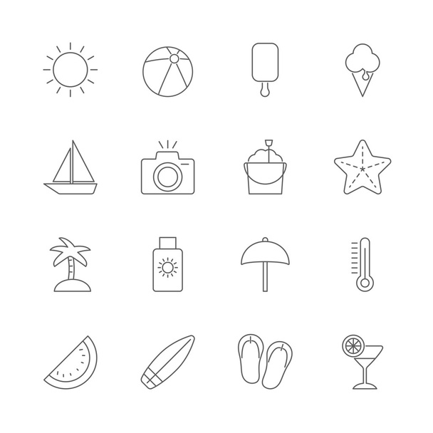 conjunto de iconos de playa de verano
 - Vector, imagen