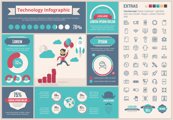Technology flat design Infographic Template - Vector, Imagen