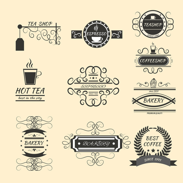 Coffee Retro Vintage Labels Logo design vector typography Old st - Vector, Image