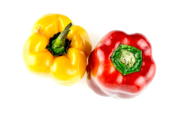 Aerial of spicy red and yellow capsicum peppers - Photo, Image