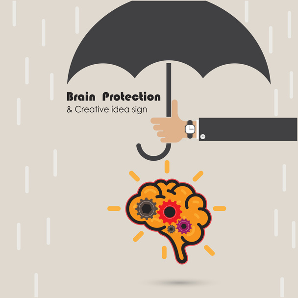 Creative brain protection abstract vector logo design template. - Vector, Image