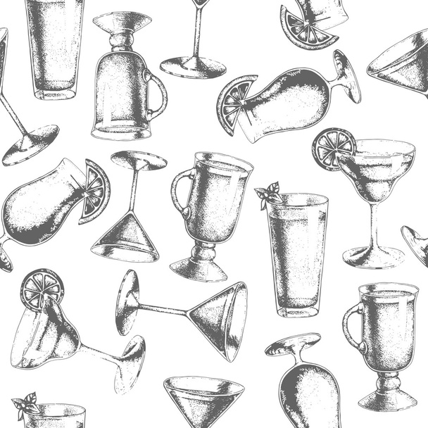 Vintage cocktail seamless pattern - Vector, Image