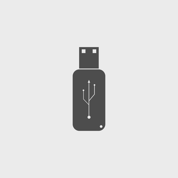 USB-pictogram - vector vlakke knop - Vector, afbeelding
