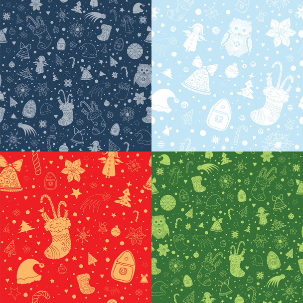 Set of Christmas Seamless backgrounds - Vector, Image