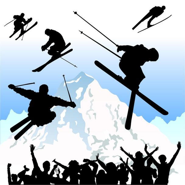 Silhouettes de ski
 - Vecteur, image