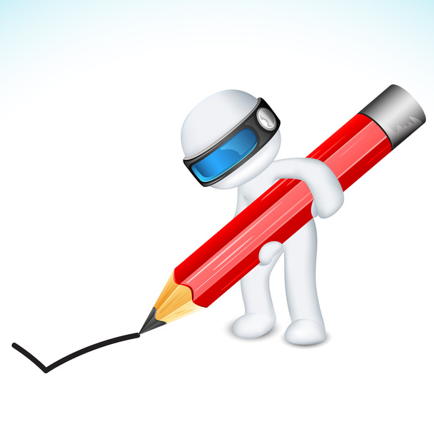 3d Man in Vector with Pencil - Vector, Image