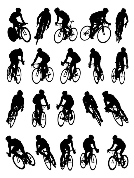 20 részlet versenykerékpár sziluett - Vektor, kép