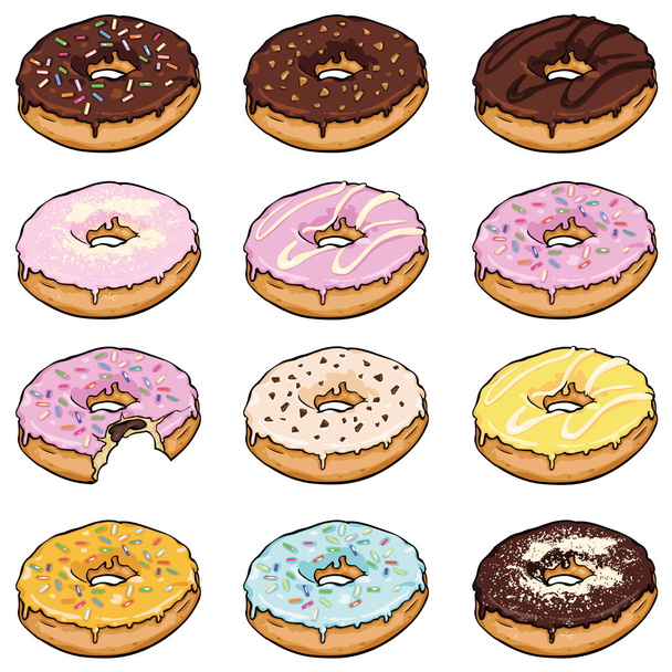 Conjunto de Donuts de cor
 - Vetor, Imagem