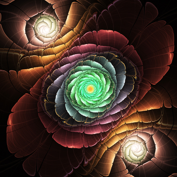 Dunkle fraktale Blume, digitales Kunstwerk für kreatives Grafikdesign - Foto, Bild
