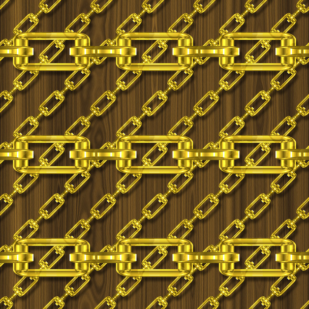 Iron chains with wood seamless texture - Photo, Image
