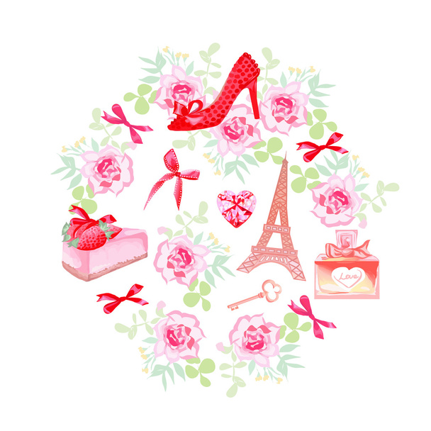 Romantic Paris vector design set - ベクター画像