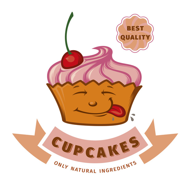 vector emblem cupcake - Vector, Imagen