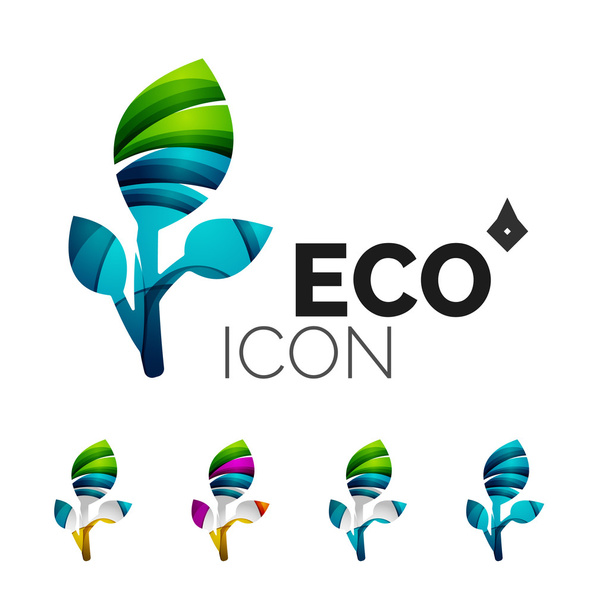 Set of abstract eco leaf icons, - Vector, Image