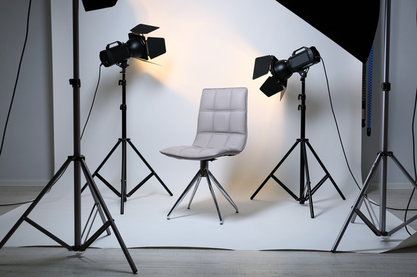 Photo studio with  lighting equipment - Φωτογραφία, εικόνα
