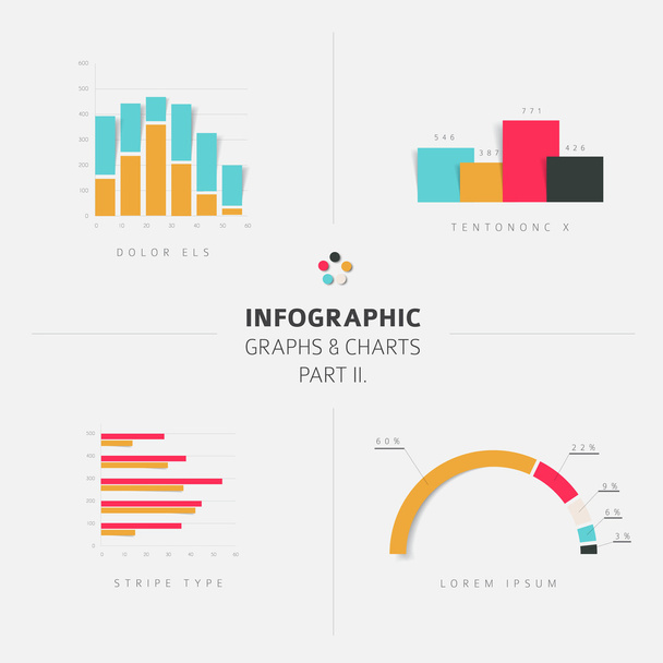 flat design statistics charts and graphs - Vektor, Bild
