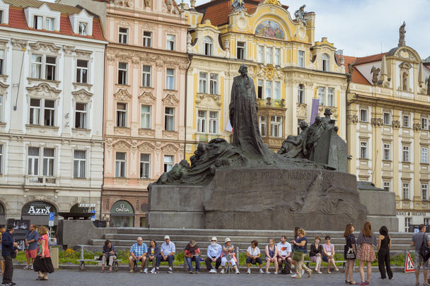 Rynek Starego miasta i pomnik Jan Hus - Zdjęcie, obraz