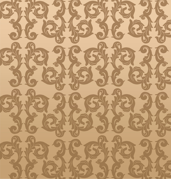 Seamless Damask wallpaper brown - Vector, Image