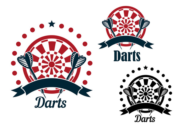 Darts-Symbole mit Pfeilen und Dartscheibe - Vektor, Bild
