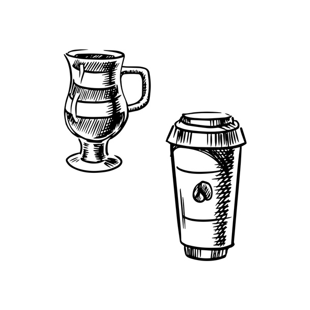 Copo de papel Takeaway e xícara de café
 - Vetor, Imagem