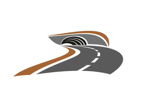 Mountain road tunnel abstract icon - Vector, Image