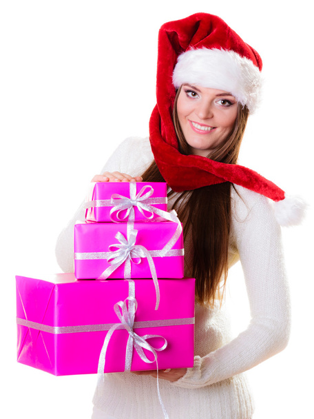 Woman holding presents - Фото, изображение
