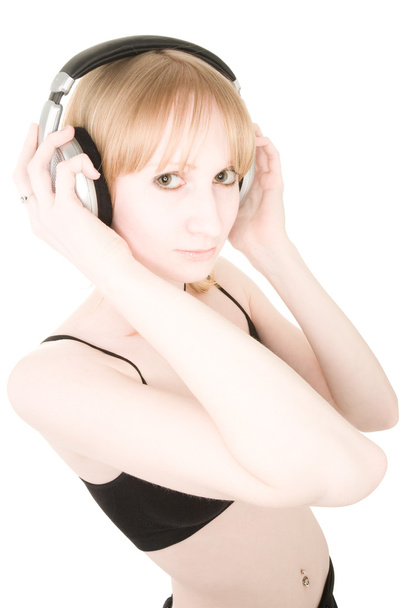 Girl with earphones - Foto, Imagen