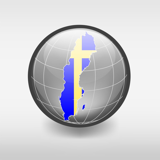 Ruotsin kartta. Lippu maapallolla
 - Vektori, kuva