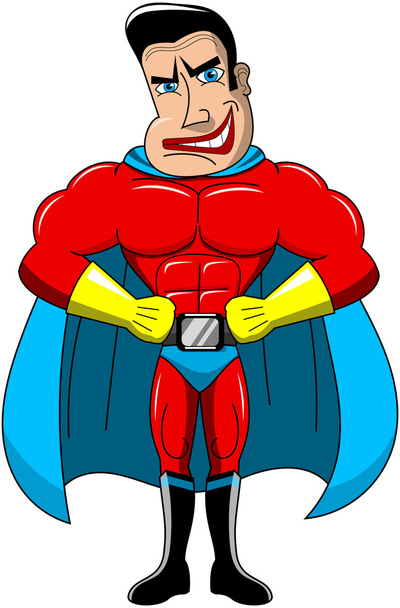 Angry Superhero hands on hips isolated - Vektor, Bild