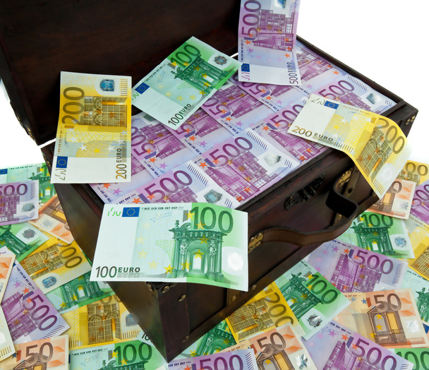 Chest with euro banknotes. financial crisis, - Φωτογραφία, εικόνα