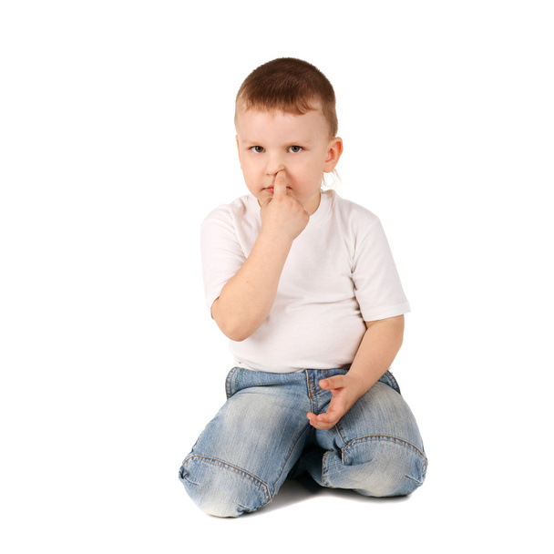 little boy picking his nose - Foto, imagen
