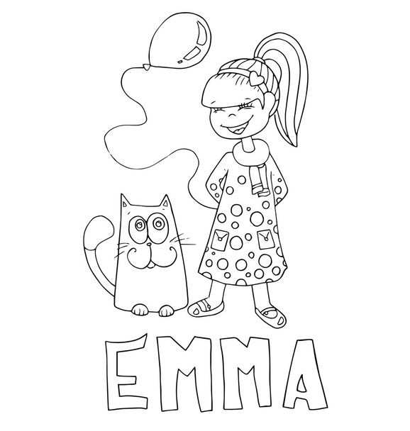 The simple outline drawing for coloring with the image of children - Vector, afbeelding