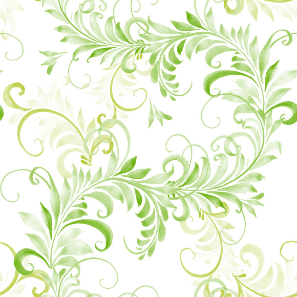 Bezešvý vzor se zelenými listy - Vektor, obrázek