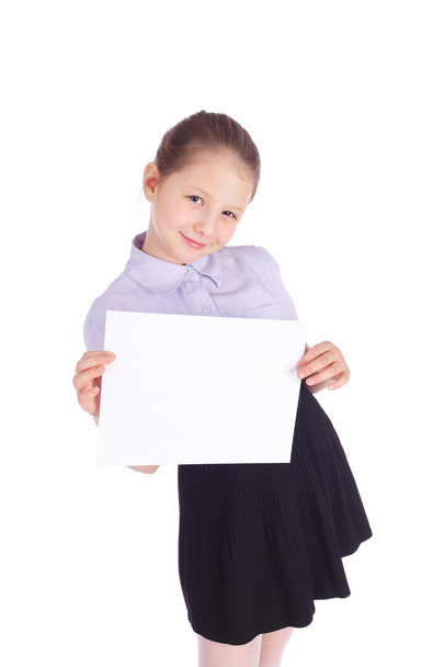 girl holding blank sheet of paper - Valokuva, kuva