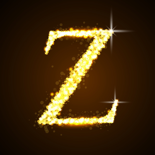 Alfabetos Z de estrelas douradas brilhantes
 - Vetor, Imagem