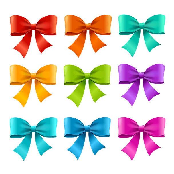 Bow Ribbon Colorful Set. Vector - Vetor, Imagem
