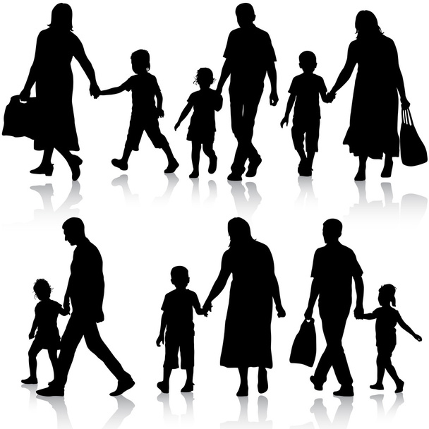 Silhouette nere Famiglia su sfondo bianco. Illatio vettoriale
 - Vettoriali, immagini