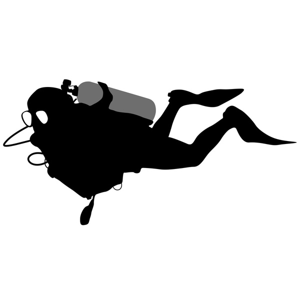 Mergulhadores de mergulho de silhueta preta. Ilustração vetorial. - Vetor, Imagem