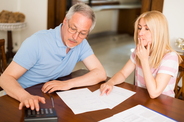 Couple calculating their expenses - Photo, image